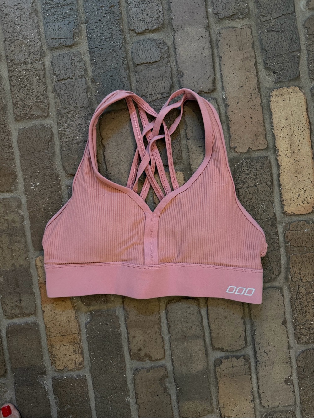 Lorna Jane Ribbed Strappy Sports Bra - Dusty Rose